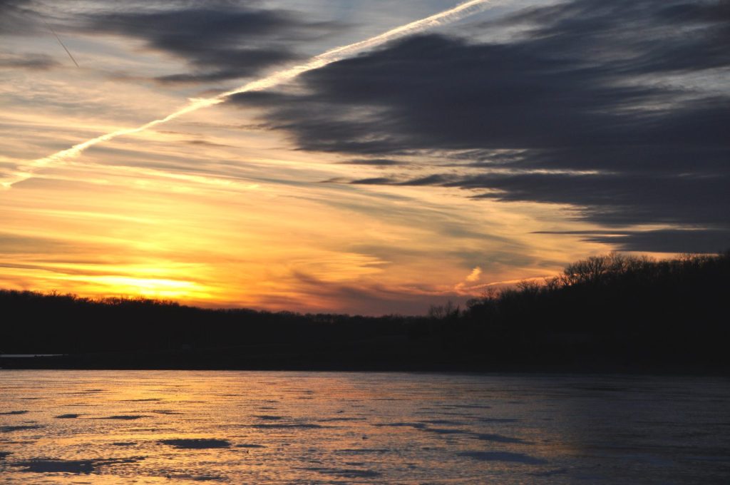 Sunset over Clinton Lake near Lawrence, Kansas