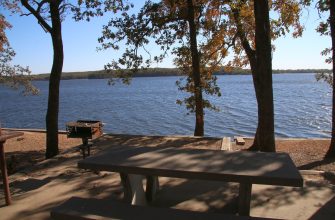 The clear water of Big Hill Lake in Labette County, southeast Kansas