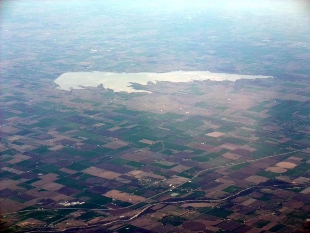 Cheney Reservoir, Kansas, seen from the air west of Wichita