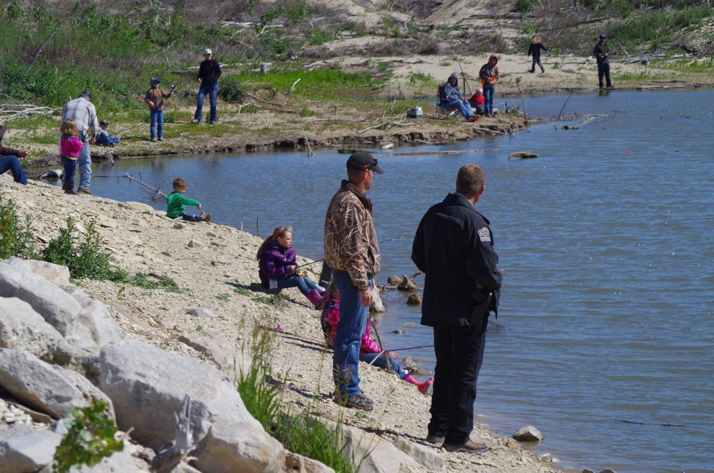 Anglers fishing at Kirwin Reservoir, Kirwin National Wildlife Refuge, Kansas