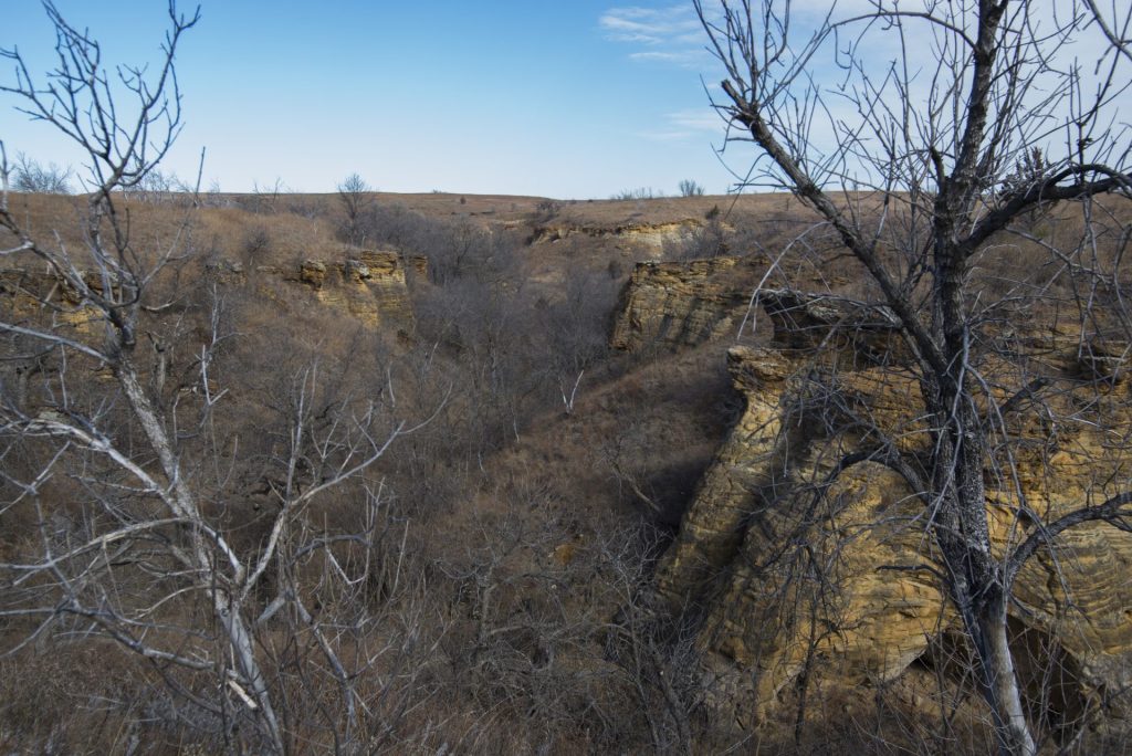 Sandstone bluffs of Horsethief Canyon at Kanopolis Lake, Kansas