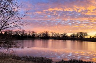 Sunset over Lake Shawnee in Topeka, Kansas