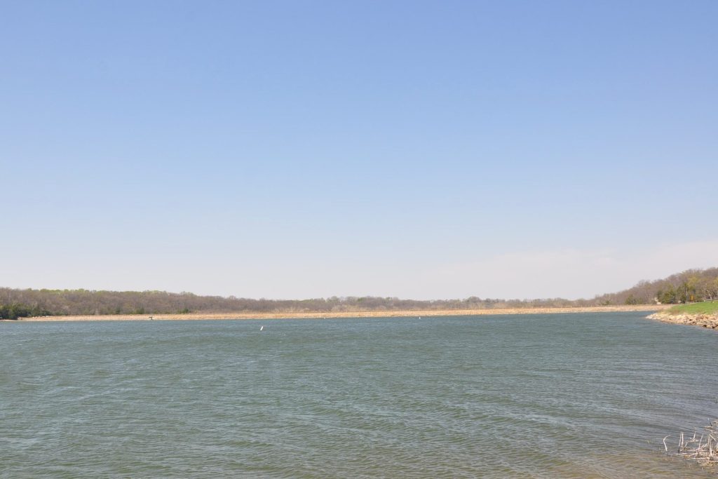 The Art Deco Lone Star Lake Dam, built by the Civilian Conservation Corps, Kansas