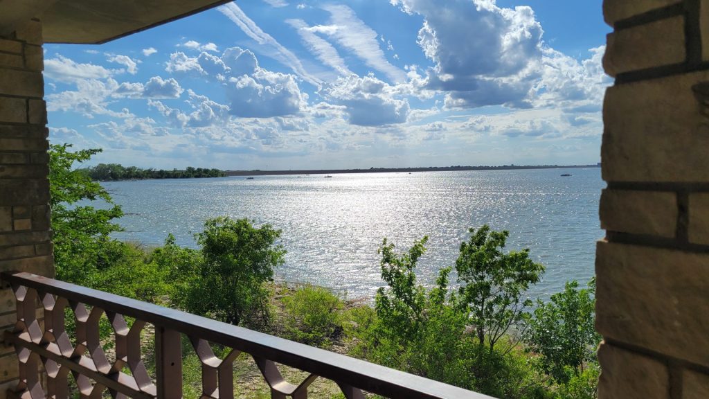 Scenic overlook of El Dorado Lake at El Dorado State Park, Kansas