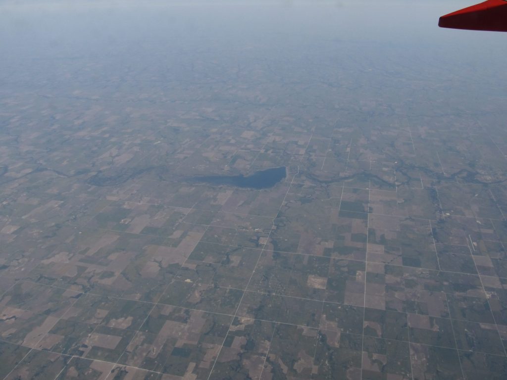 Aerial view over Webster State Park and Webster Reservoir in Rooks County, Kansas