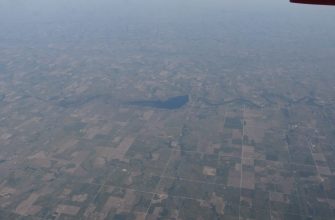Aerial view over Webster State Park and Webster Reservoir in Rooks County, Kansas